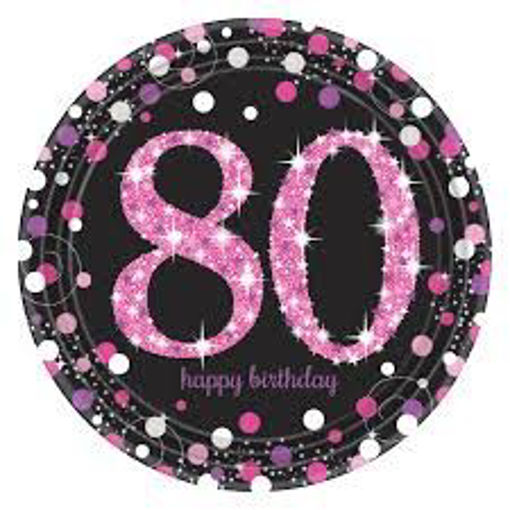 Picture of 80TH PINK CELEBRATION PAPER PLATES